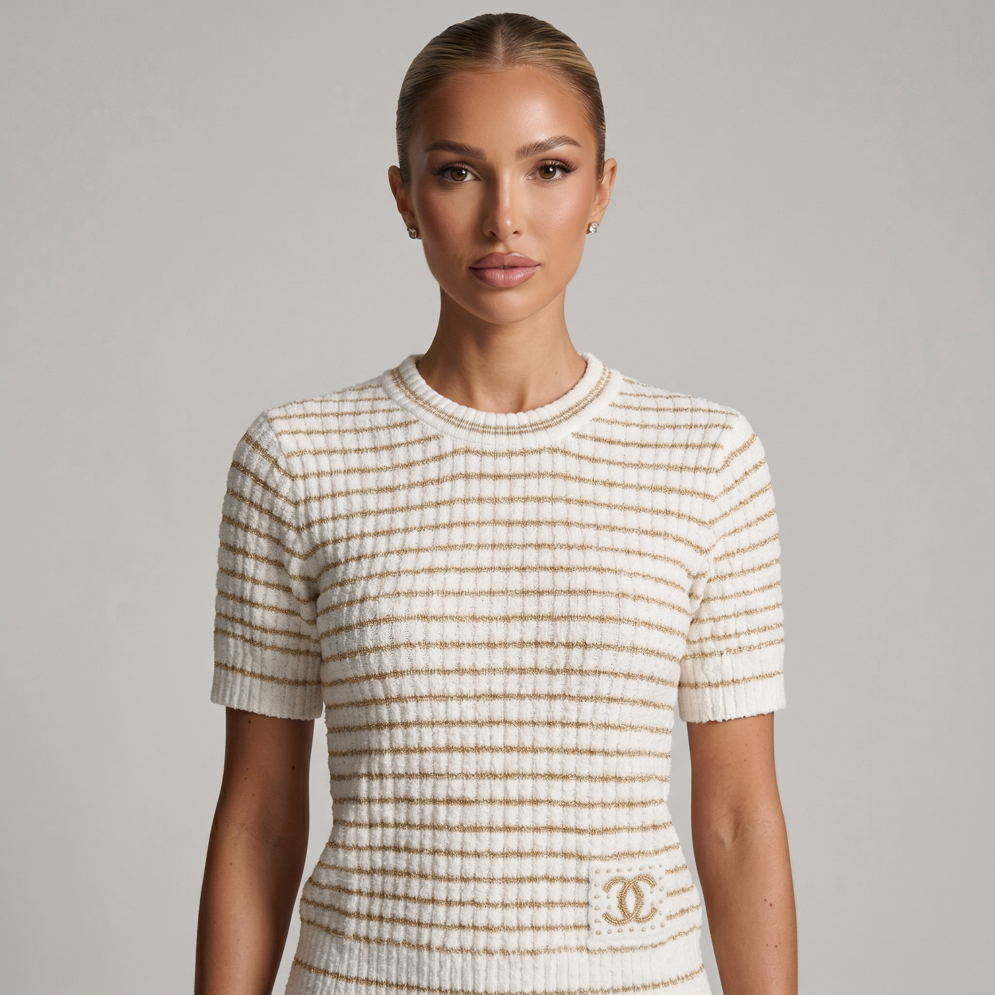 🤍 Chanel Metallic Stripe Knit Top