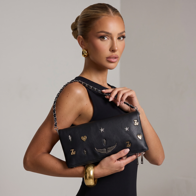 Zadig & Voltaire Black Rock Charm Chain Shoulder Bag 🖤⚡⭐🪽✨