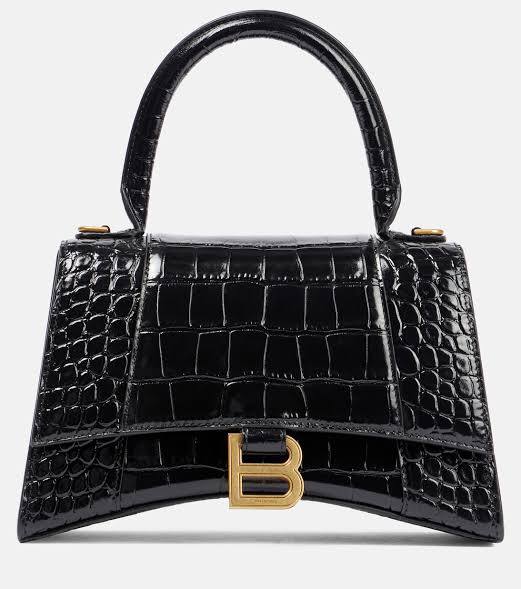 Balenciaga Hourglass Croc-Embossed Handbag