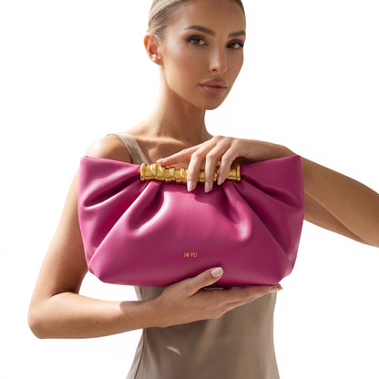JW PEI Ruched Clutch Bag – Hot Pink 💗✨ | Bold Glam Statement