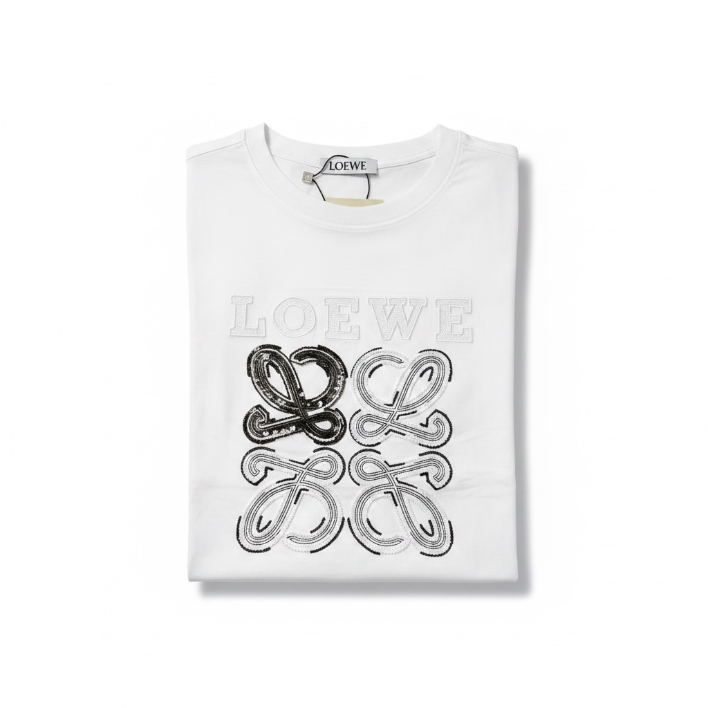 Loewe White Anagram T-Shirt 🤍✨ Contrast Logo Edition