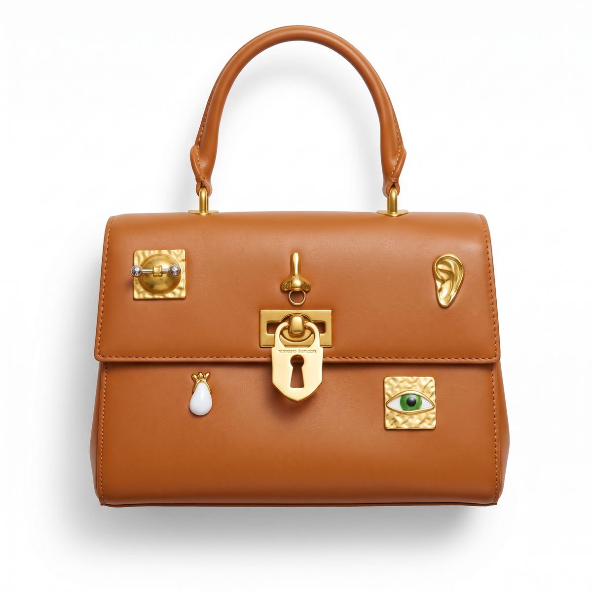 Schiaparelli Top-Handle Bag – Tan Gold Hardware 👜✨ large
