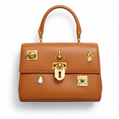 Schiaparelli Top-Handle Bag – Tan Gold Hardware 👜✨ large