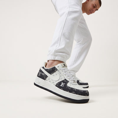 Louis Vuitton x Nike Air Force 1 black and white monogram sneakers