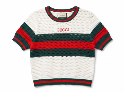 🤍❤️💚 Gucci Web Stripe Open Knit Top | One Size