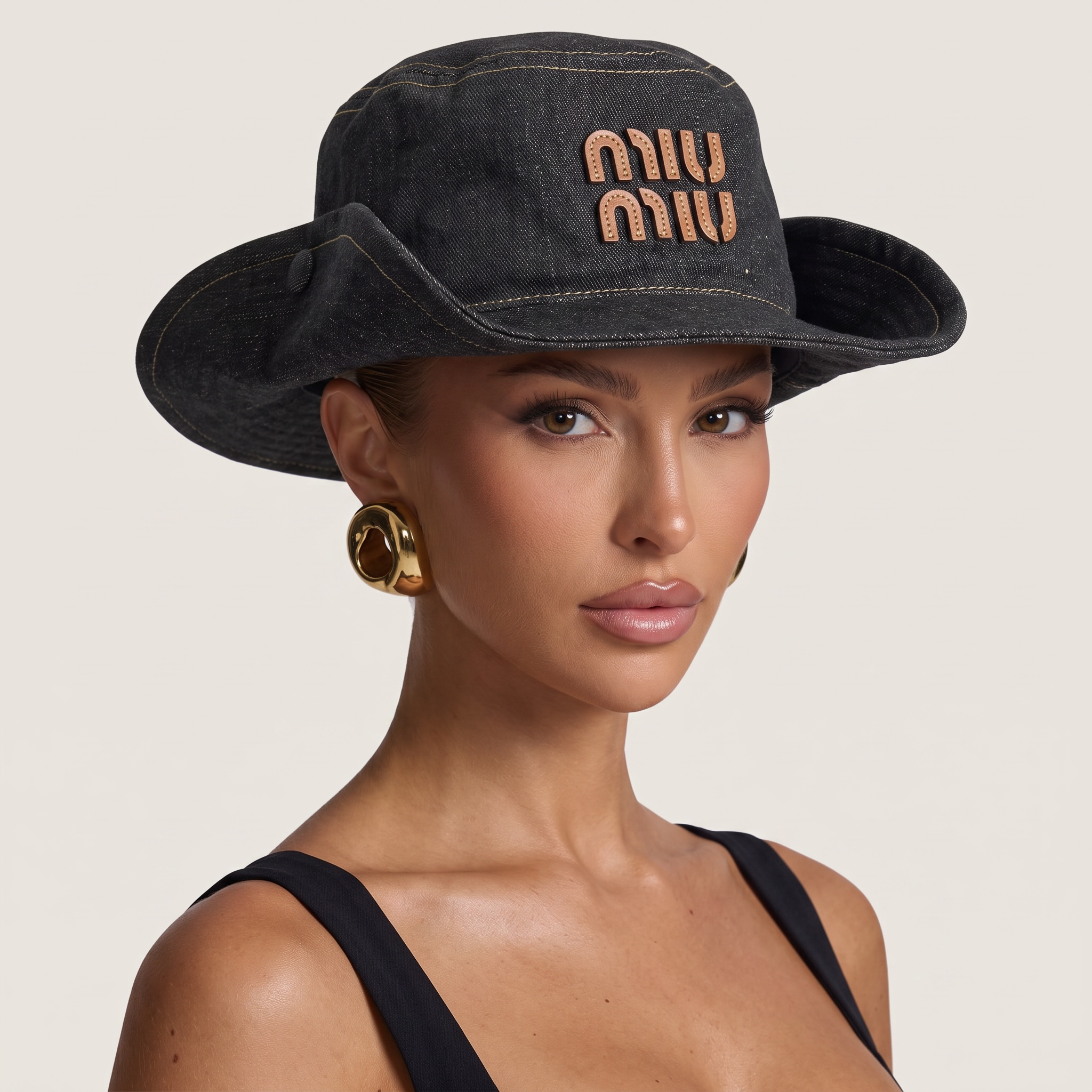 👒 Miu Miu Black Denim Hat – High-Fashion Meets Street Edge 🖤👠