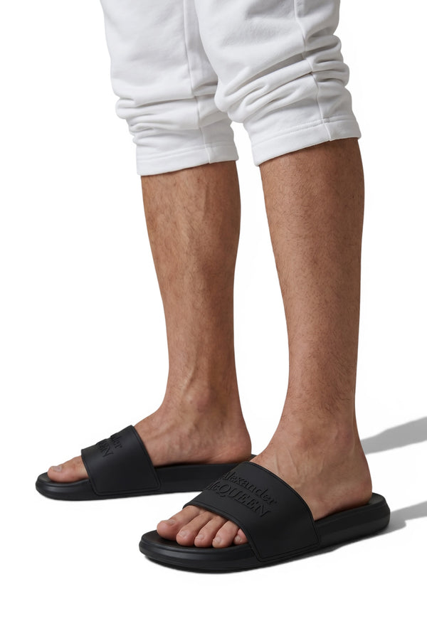 Alexander McQueen All-Black Logo Slides 🖤🔥 | Minimal Luxury Summer Essential 👑