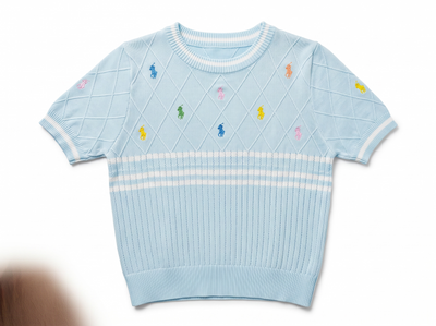 🩵 Polo Ralph Lauren Multicolor Pony Knit Top | One Size