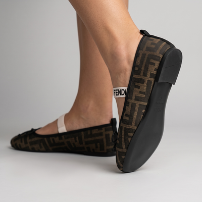Fendi FF Monogram Ballet Flats – Brown Luxury Edition 🤎✨