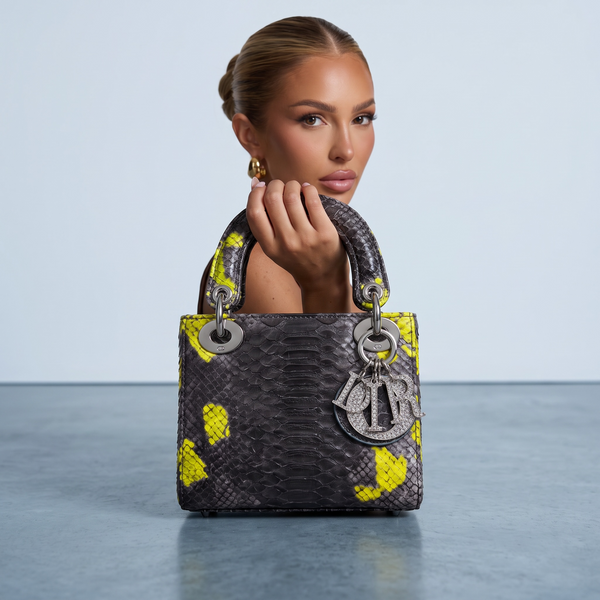 Dior Lady Top-Handle – Grey Yellow Python 👜✨