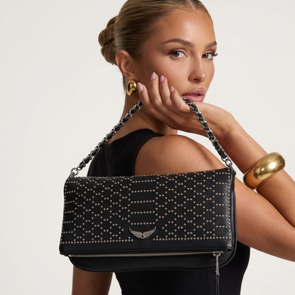 Zadig & Voltaire Black Studded Leather Shoulder Bag 🖤✨ | Iconic Parisian Glam