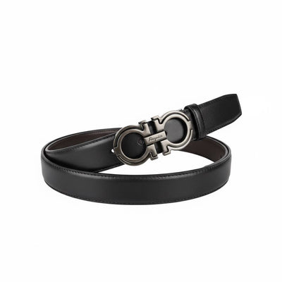 Salvatore Ferragamo Gancini Leather Belt 115cm – Matte Black Signature Buckle 🖤✨