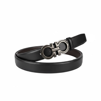 Salvatore Ferragamo Gancini Leather Belt 120cm – Matte Black Signature Buckle 🖤✨