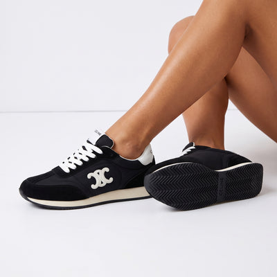 Celine black and white low-top sneakers with embroidered logo