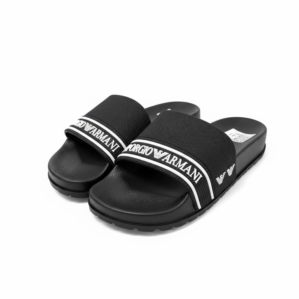 Emporio Armani Logo Slides – Black Edition ⚫✨