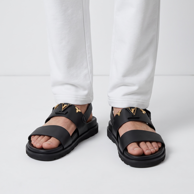 Louis Vuitton LV Monogram Buckle Leather Sandals – Black