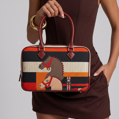 🐎 Hermès-Inspired Equestrian Canvas Top Handle Bag ✨