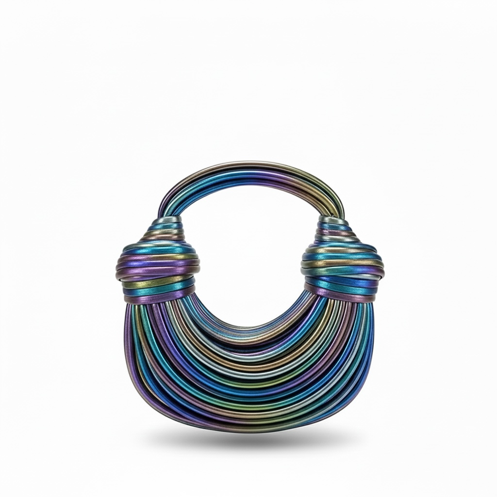 BOTTEGA VENETA Inspired Sculptural Knot Handle Bag – Multicolor Metallic 🌈✨