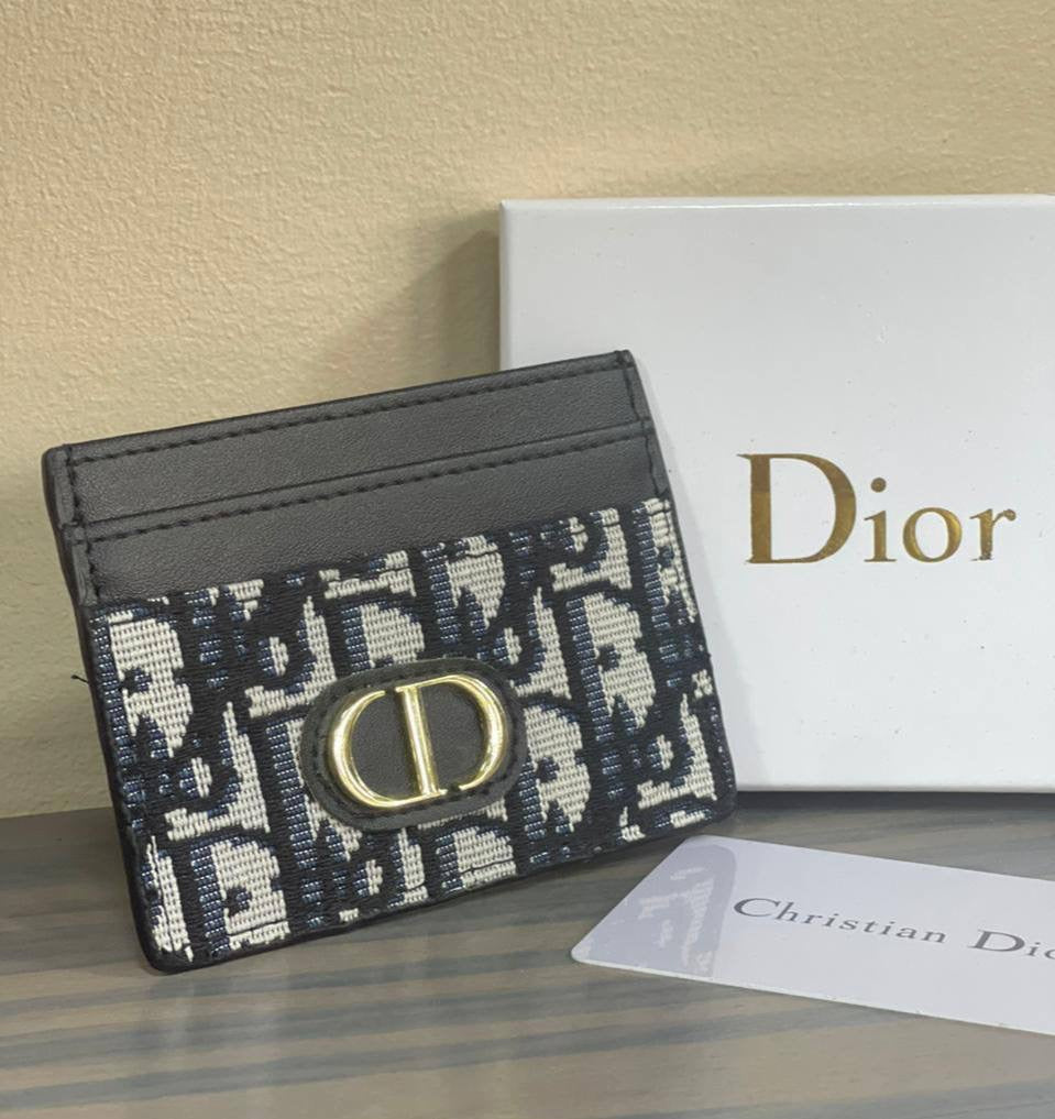 Dior Oblique Canvas Card Holder with Gold CD Logo