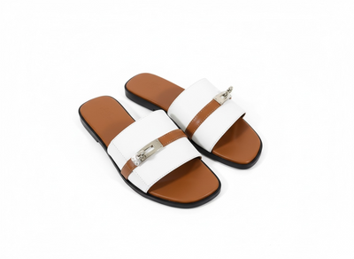 HERMÈS Inspired Oran Lock Sandals 🤍🤎 | Classic Contrast Edition