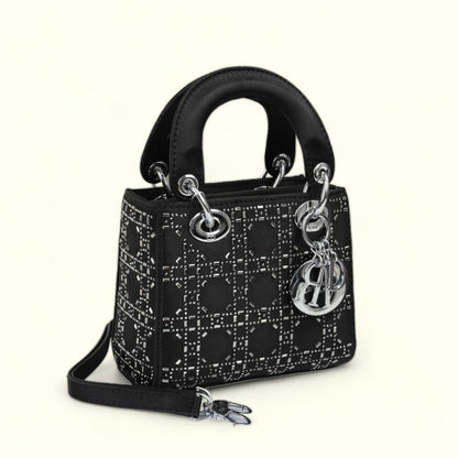 Dior Handbag with Silver Studded Design and Chain Strap