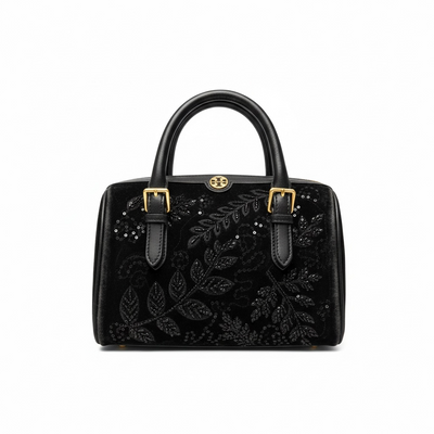 Tory Burch Black Embroidered Top-Handle Bag 🖤✨