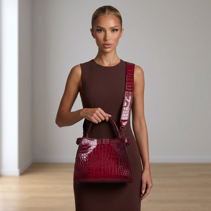 ❤️ Fendi Peekaboo Croc-Embossed Iconic Tote Bag ❤️✨