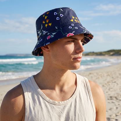 Dior Floral Reversible Bucket Hat – Navy