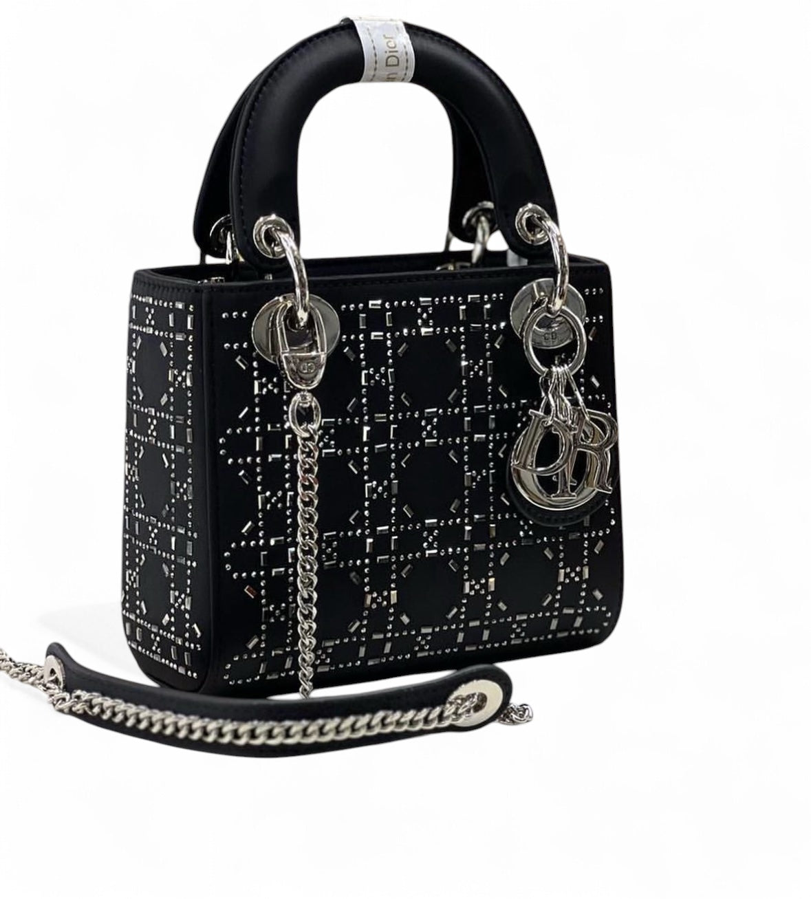 Dior Handbag with Silver Studded Design and Chain Strap