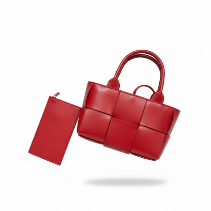 ❤️ Red Bottega Veneta Mini Intrecciato Tote & Card Holder