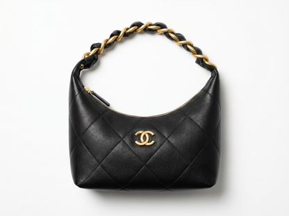 🖤 Chanel Quilted Hobo Bag – Classic Black Leather Shoulder Bag