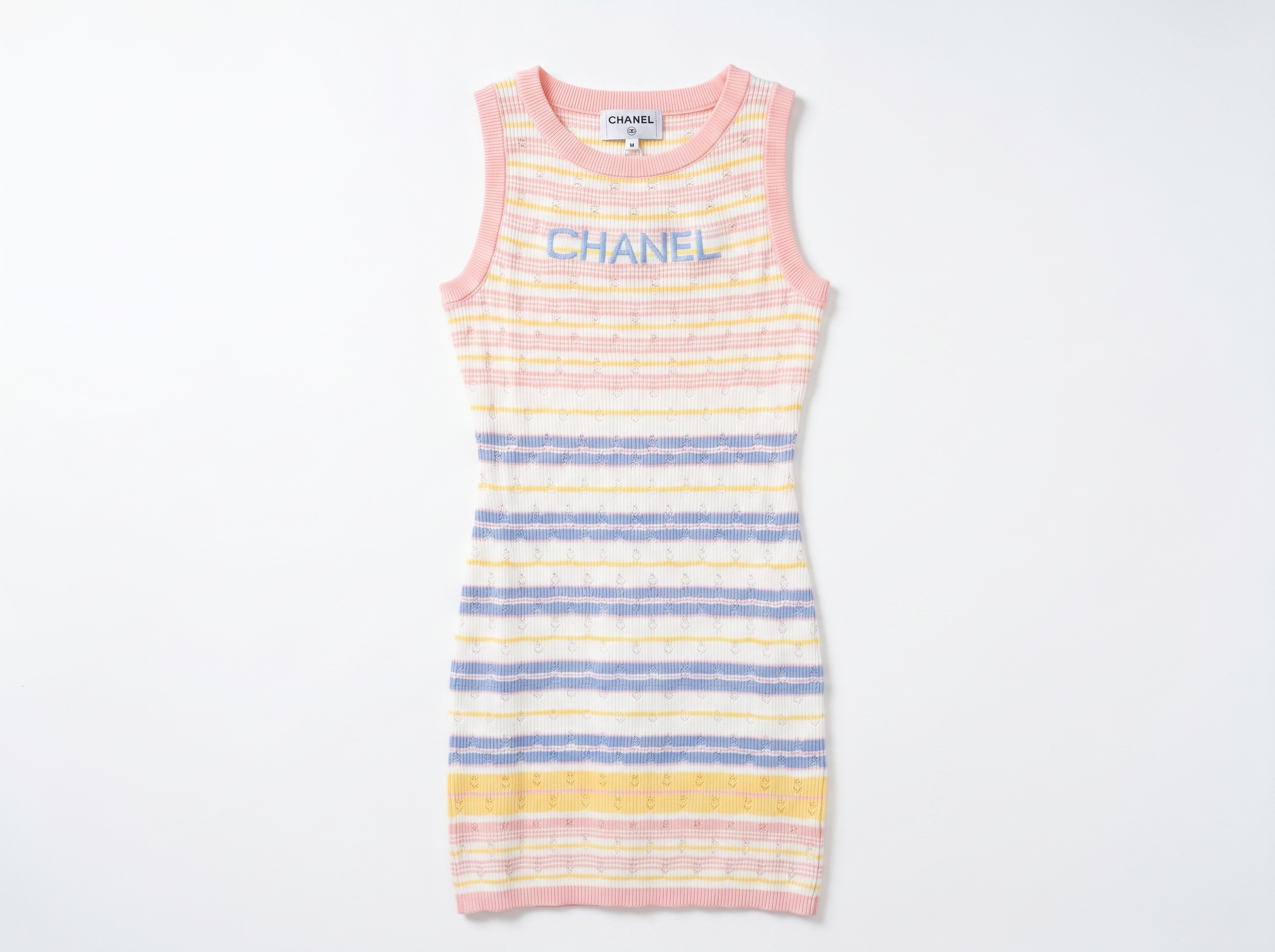 🌸 Chanel Pastel Stripe Knit Mini Dress