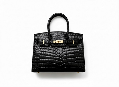 Hermès Birkin-Style Croc-Embossed Black Handbag 🖤✨