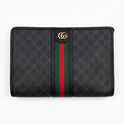 Gucci Black GG Supreme Web Stripe Clutch 🖤💚❤️✨🔥
