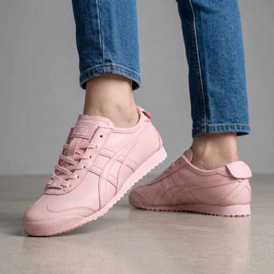 Onitsuka Tiger pastel pink low-top sneakers with tonal finish and textured sole
