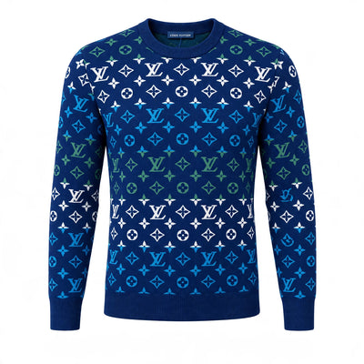 Louis Vuitton navy blue crewneck sweater with all-over monogram