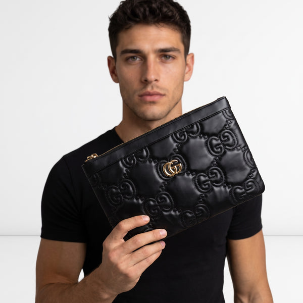 Gucci GG Pouch – Black Quilted Clutch 🖤