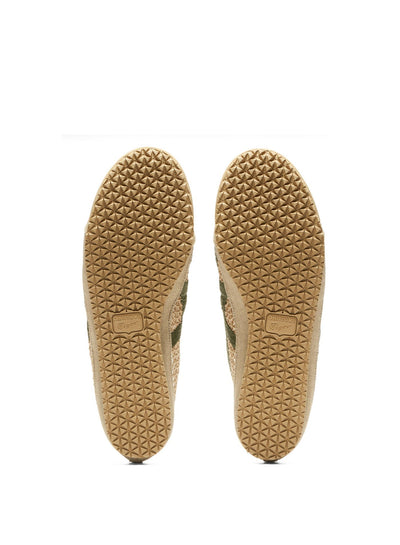 Onitsuka Tiger tan open-weave slip-on mule with green stripes