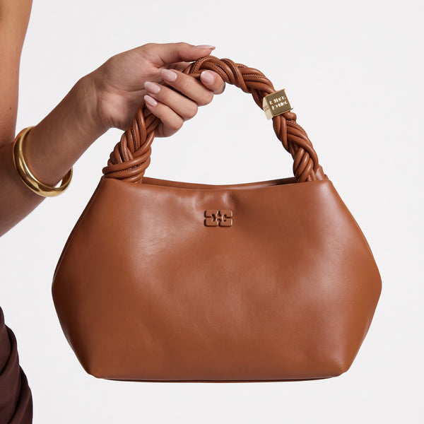 Ganni Padded Hobo Bag – Tan Braided Handle 👜