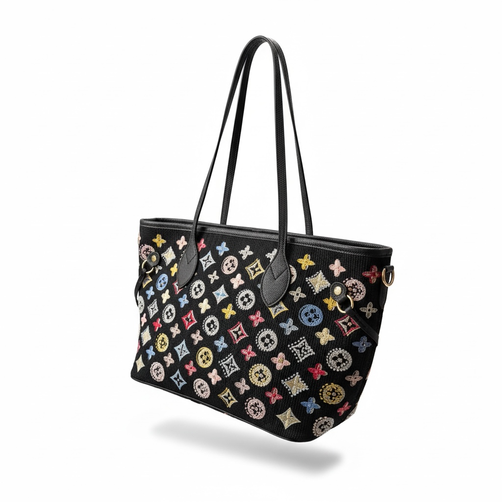 ✨ Louis Vuitton Beaded Monogram Tote – Black Multicolor 💎🖤