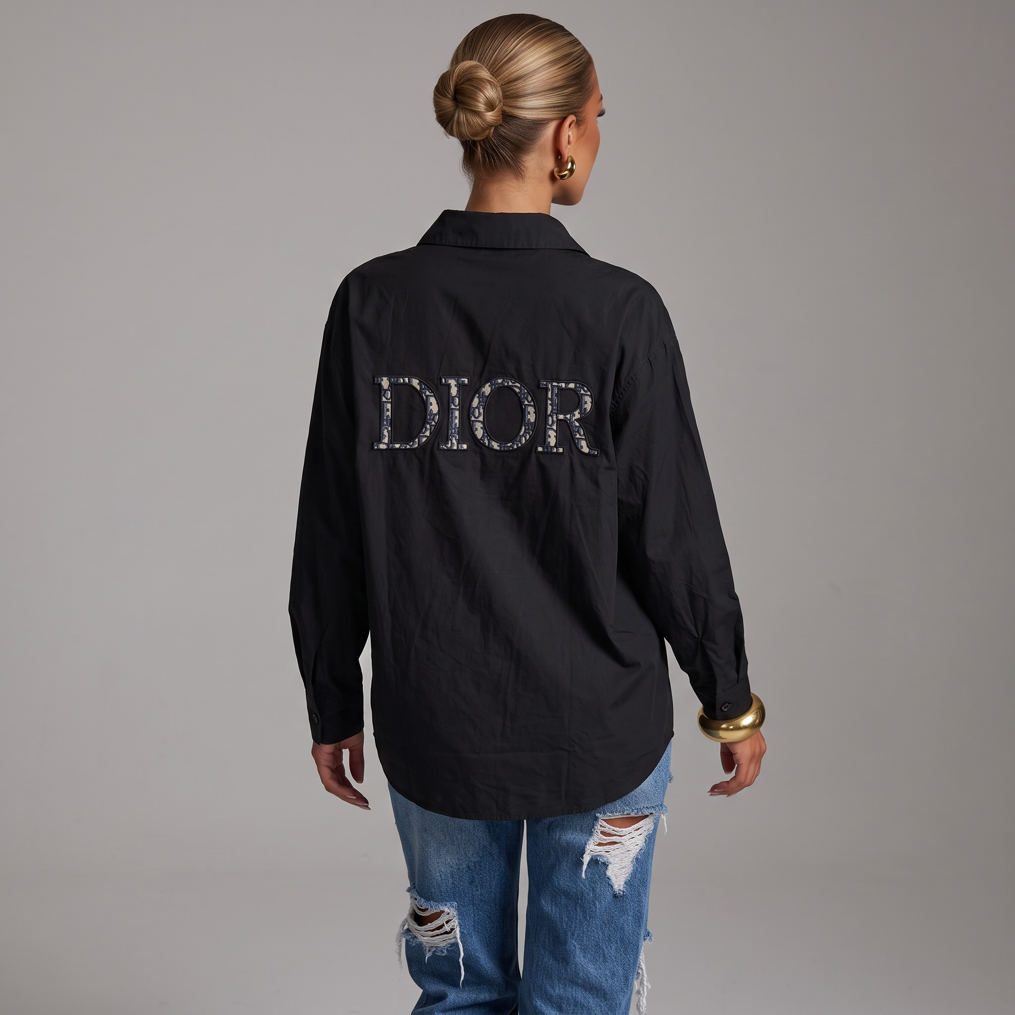 Dior Oblique Logo Oversized Shirt one size