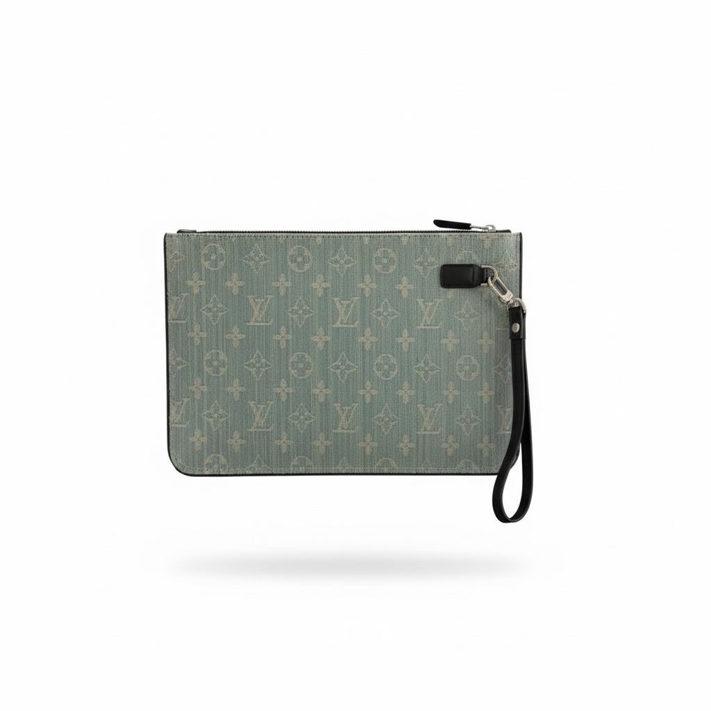 Louis Vuitton Monogram Denim Zipped Pouch – Light Blue 💙✨
