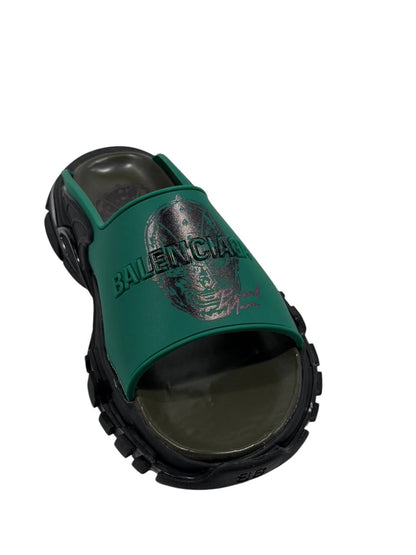 Balenciaga Graphic Slide Sandals – Green & Black Edition 💚🔥