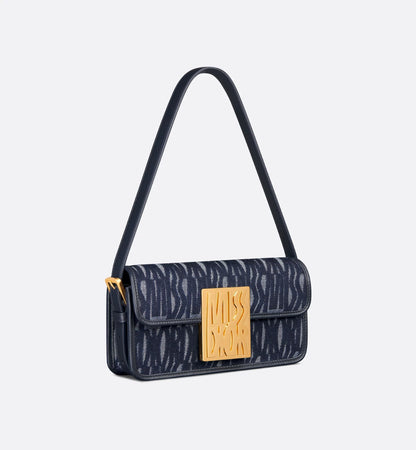 Miss Dior Baguette Bag in Blue Jacquard with Gold Hardware