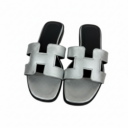 HERMÈS Inspired Metallic H Sandals ✨🤍 | Silver Chic Edition