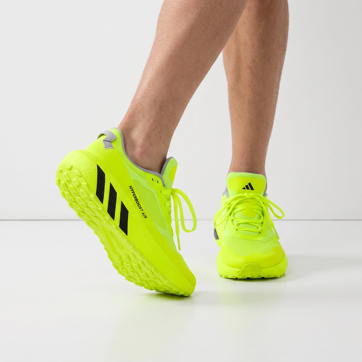 Adidas Hyperboost Air neon yellow men's sneaker with black stripes