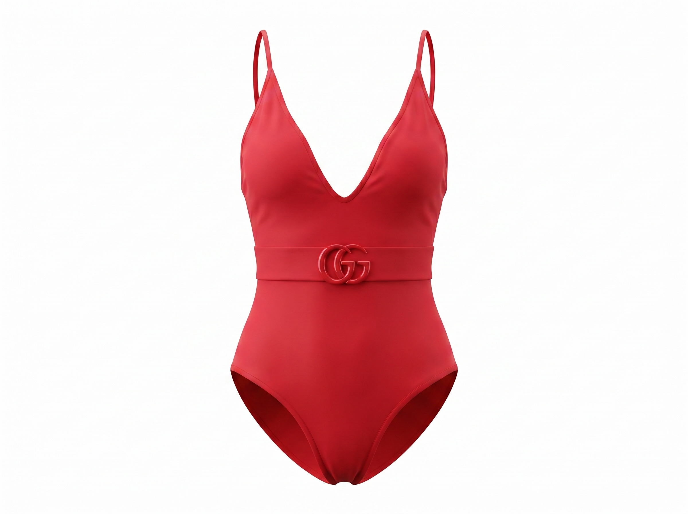Gucci GG Belted One-Piece Swimsuit – Ruby Red ❤️🌴