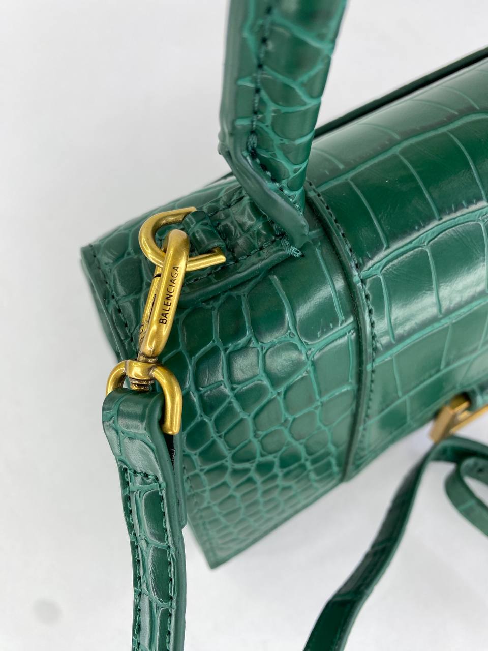 Balenciaga Hourglass Bag in Green Croc-Embossed Leather (limited edition color)