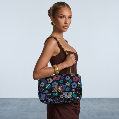 Chanel Flap Bag – Black Sequin Floral 💐🖤
