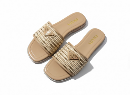 PRADA Raffia Slide Sandals 🤍🌾 | Soft Beige Luxury